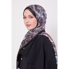 Lêvi D'or Siyah - Yeşil Karışık Desenal Hint İpeği Şal