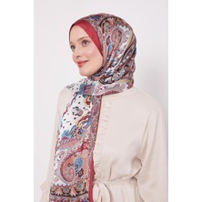 Kırmızı Karışık Desenal Hint Ipeği Şal