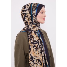 Siyah Varak Desen Love Şal