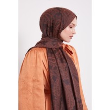 Çikolata Kahve Etnik Desen Italyan Jakar Şal