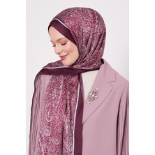 Bordo Baskılı Hint Ipeği Şal