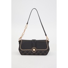 Siyah Yuvarlak Toka Detay Omuz Çantası