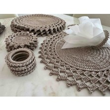 El Örgüsü 6 Kişilik Polyester Makrome Supla Takımı