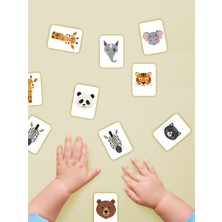 Zeka Kartları Eşleştirme Oyunu Sevimli Hayvan Hafıza Kartı Ahşap Eğitici Puzzle Oyuncak (5,5x7,5 Cm)