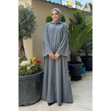 Fermuarlı Kapüşonlu Ferace 70016 Füme