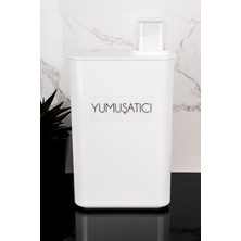 Kendinden Ölçekli Deterjan Kutusu Seti Toz Deterjan Yumuşatıcı Etiketli 3000ML Mika Deterjanlık