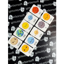 Karbonsoft Zeka Kartları Ahşap Eğitici Hafıza Eşleştirme Oyunu Sevimli Gezegenler Oyuncak ( 5,5 x 7,5 Cm)
