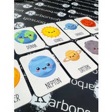 Karbonsoft Zeka Kartları Ahşap Eğitici Hafıza Eşleştirme Oyunu Sevimli Gezegenler Oyuncak ( 5,5 x 7,5 Cm)
