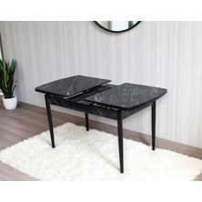 Siyah Mermer 80 x 130 Açılabilir Mutfak Masası