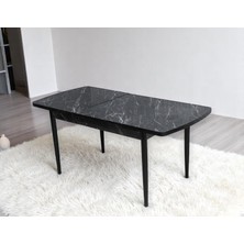 Siyah Mermer 80 x 130 Açılabilir Mutfak Masası