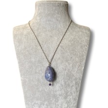 Mavi Kuvars Uçlu Oval Doğal Taş Kolye