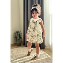 Miniğimin Cicileri Zambak Tül Detaylı Kız Çocuk Balon elbise - Yeşil