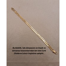 Hazemy Klasik ve Zamansız Gold Renk Unisex Kaldırım (Curb) Zincir Çelik Bileklik