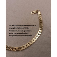 Hazemy Klasik ve Zamansız Gold Renk Unisex Kaldırım (Curb) Zincir Çelik Bileklik