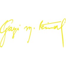 Gazi Mustafa Kemal Imzası STICKER17X17 cm Sarı