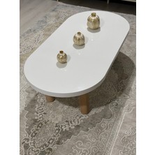 Oval Model 120X60 cm Kalın Kenarlı Orta Sehpa Ahşap Ayaklı