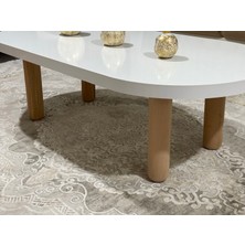Oval Model 120X60 cm Kalın Kenarlı Orta Sehpa Ahşap Ayaklı