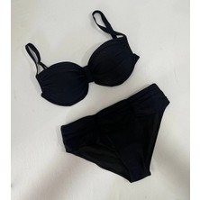 Kadın Siyah Taş Işlemeli Astarlı Büyük Beden Bikini Takımı HZL25S-LC01