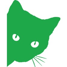 Kedi Sticker 17X17 cm Yeşil