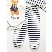 Özgülbebe Ayıcık Desenli Erkek Bebek 3'lü Zıbın Set