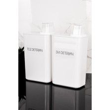 2li Kendinden Ölçekli Deterjan Kutusu Seti Toz Deterjan Sıvı Deterjan Etiketli 3000ML Deterjanlık