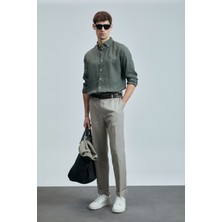 Lufian Keten ve Pamuk Karışımlı Slim Fit Normal Bel Düz Paça Chino Pantolon Erkek Pantolon 111190352