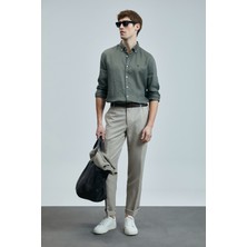 Lufian Keten ve Pamuk Karışımlı Slim Fit Normal Bel Düz Paça Chino Pantolon Erkek Pantolon 111190352
