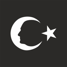 Ayyıldız ve Atatürk Silüeti STICKER17X17 cm Beyaz