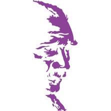 Atatürk Silüet STICKER17X17 cm Mor