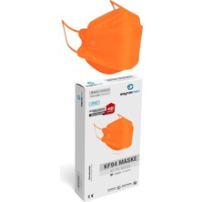 SaytekMed KF94 Kore Tipi, 4 Katlı, Turuncu Maske, Tekli Paket, Uv Steril (2 Kutu/ 20 Adet)