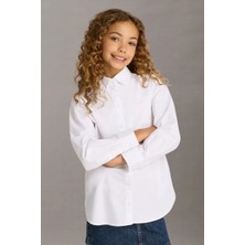 Kız Çocuk Ck Oversize Oxford Gömlek - Beyaz