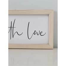 Doğal Ahşap Kenarlı Made With Love Duvar Dekoru Salon Oturma Yatak Odası Mutfak Için Tablo Seti