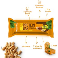 Waspco Yer Fıstıklı Ve Kakaolu Yüksek Protein Bar 50g x 12 Adet