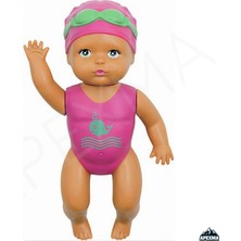 Oyuncak Kurmalı Deniz Havuz Suda Kulaç Atan Yüzen Bebek 15 cm - Kurmalı Banyo Oyuncak Bebek