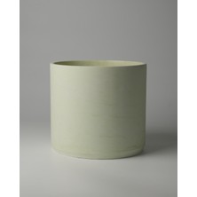 Dekoratif Büyük Boy Beton Saksı - Delikli + Tabak - Silindir 4.5l - 20X18 cm