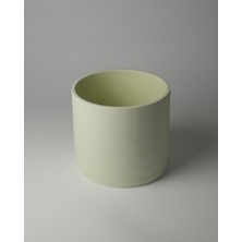 Dekoratif Büyük Boy Beton Saksı - Delikli + Tabak - Silindir 4.5l - 20X18 cm