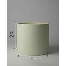 Dekoratif Büyük Boy Beton Saksı - Delikli + Tabak - Silindir 4.5l - 20X18 cm
