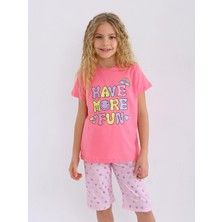 Kız Çocuk Kısa Kollu Kapri %100 Pamuklu Pijama Takımı More Fun