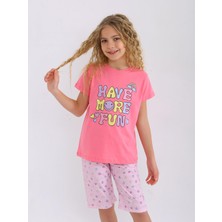 Kız Çocuk Kısa Kollu Kapri %100 Pamuklu Pijama Takımı More Fun
