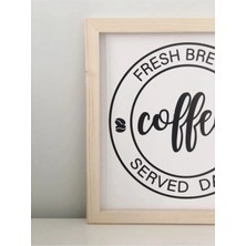 Doğal Ahşap Kenarlı Kahve Köşesi Coffee Duvar Dekoru Salon Oturma Yatak Odası Mutfak Için Tablo Seti