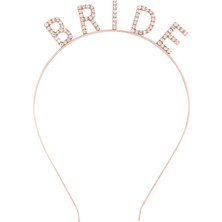 Rose Gold Bekarlığa Veda Kristal Taş Bride Tacı