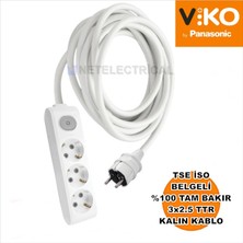 Multi-Let | Üçlü 10 Metre Anahtarlı Topraklı - Çocuk Korumalı Grup Priz - 3'lü, 10 M, (3x2.5 Ttr Tam Bakır Kalın Kablolu)