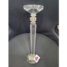 Şeffaf Taşlı Mumluk 30X9CM Yeni Lüks Kristal Görünümlü Heykelcik 1 Adet