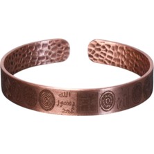 Içi Dövme Desenli Dışı Dua Işlemeli Bakır Bilezik