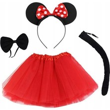 Minnie Mouse Kostüm Seti - Etek, Taç, Kuyruk, Papyon