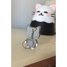 Gri Kedi Sevimli Hareketli Çanta Süsü / Anahtarlık