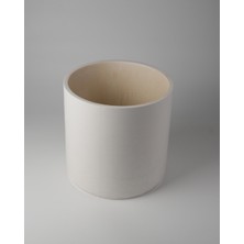 Dekoratif Beton Saksı 25 cm - Delikli+Tabak / Deliksiz - 12L
