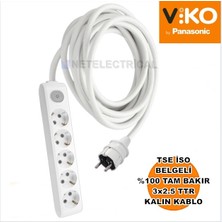 Multi-Let | Beşli 10 Metre Anahtarlı Topraklı - Çocuk Korumalı Grup Priz - 5'li, 10 M, (3x2.5 Ttr Tam Bakır Kalın Kablolu)