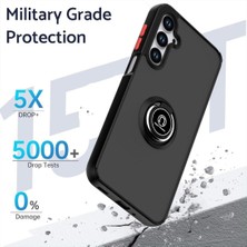 Samsung Galaxy S23 Ultra Uyumlu Kılıf Yüzüklü Standlı Extra Darbe Koruma Sert Silikon Kapak - Kırmızı