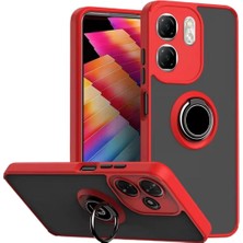 Infinix Hot 50I Uyumlu Kılıf Yüzüklü Standlı Extra Darbe Koruma Sert Silikon Kapak - Kırmızı